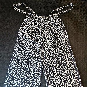 B/W Wide Leg Pants with Suspenders